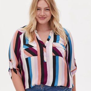 Torrid Harper Stripe Georgette Pullover Blouse